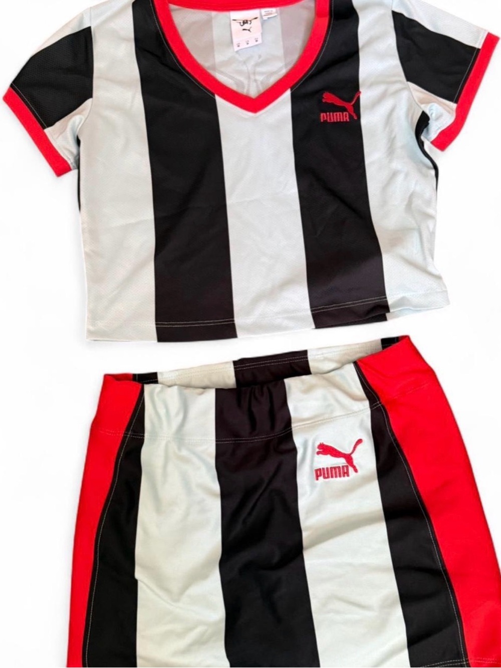 Puma Black, Light Blue & Red Striped Athletic Set